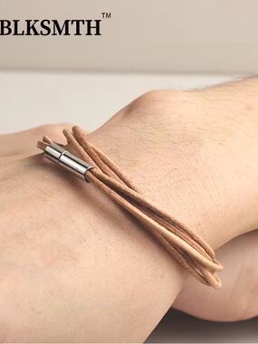 BLKSMTH Tan Leather Wrap Bracelet Unisex